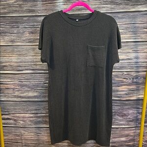Black and Gray Striped T-Shirt Dress